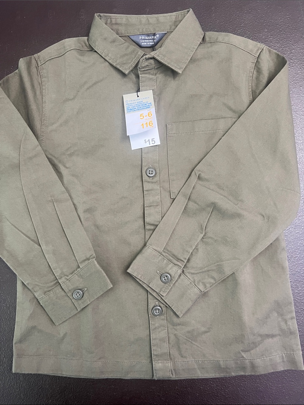 Primark Olive Green Button-Down Shirt for Kids